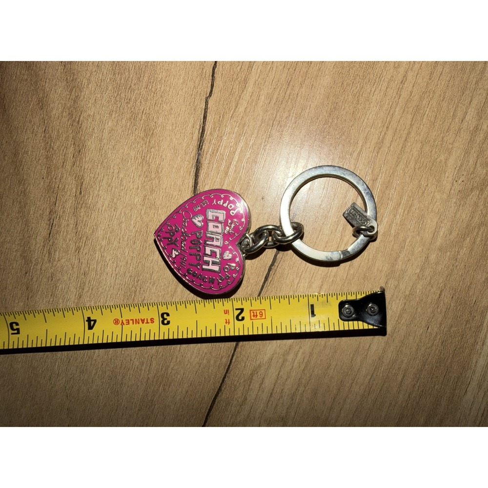 Coach RARE Poppy Heart Photo Frame Locket Key chain Fob - Picture 3 of 6